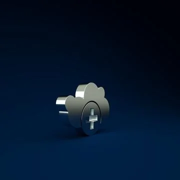 Silver Add cloud icon isolated on blue background. Data storage on the cloud. Illustrazione stock