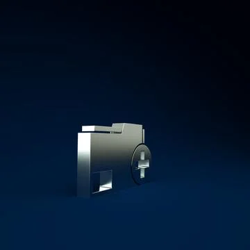 Silver Add new folder icon isolated on blue background. New folder file. Copy Stock-Illustration