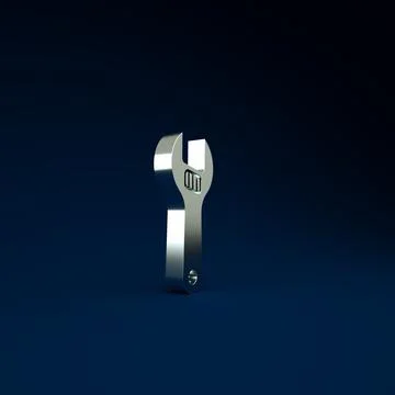 Silver Adjustable wrench icon isolated on blue background. Minimalism concept Stock Illustration