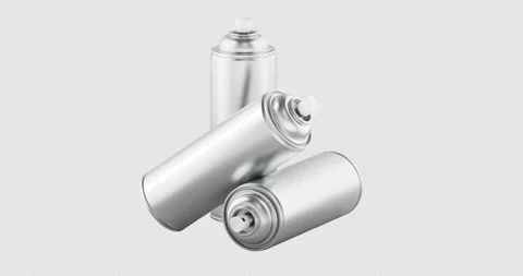 Silver aerosol spray cans, rotation animation seamlessly loopable. 3D rende.. Stock Footage 331399156