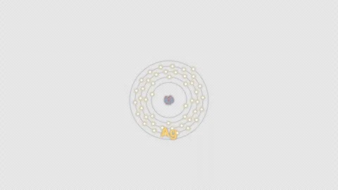 Silver Ag Bohr Atom Model Clean No Text Animation Video Overlay Alpha 4K Видео 339369419