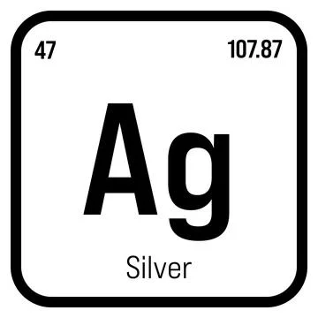 Silver, Ag, periodic table element Stock Illustration