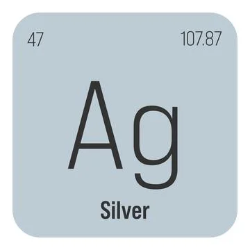 Silver, Ag, periodic table element Stock Illustration