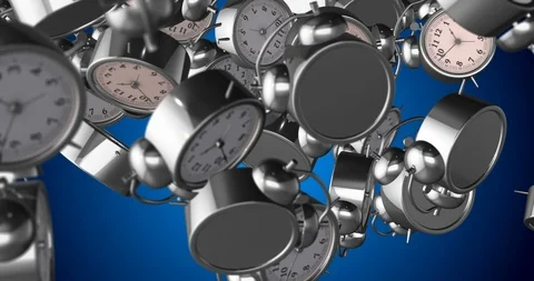 Silver alarm clock falling slow motion Stock Footage 108570581