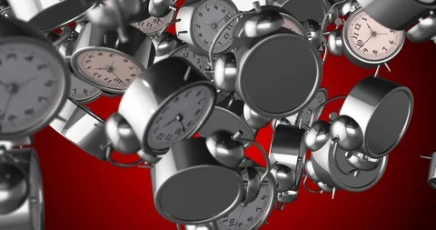 Silver alarm clock falling slow motion Stock Footage 108570825