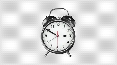 Silver Alarm Clock with Red Six and Second Hand Stock Footage 308229174