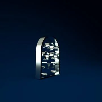 Silver Alien icon isolated on blue background. Extraterrestrial alien face or 库存插图