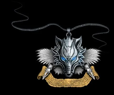 Silver amulet wolf Stock Illustration