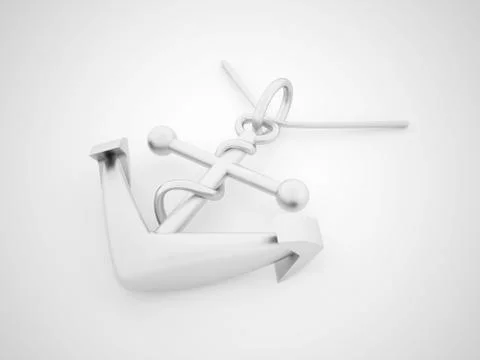 Silver anchor concept rendered Stock Illustration