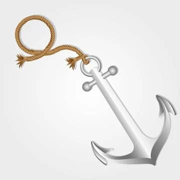 Silver anchor hanging from a  silver link chain Stock Illustration