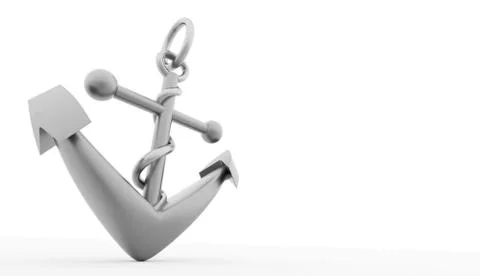 Silver anchor rendered isolated on white background Stock Illustration