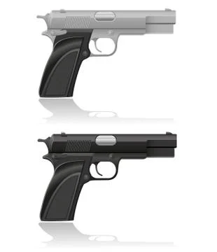 Silver and black automatic pistol vector illustration Stock Illustration