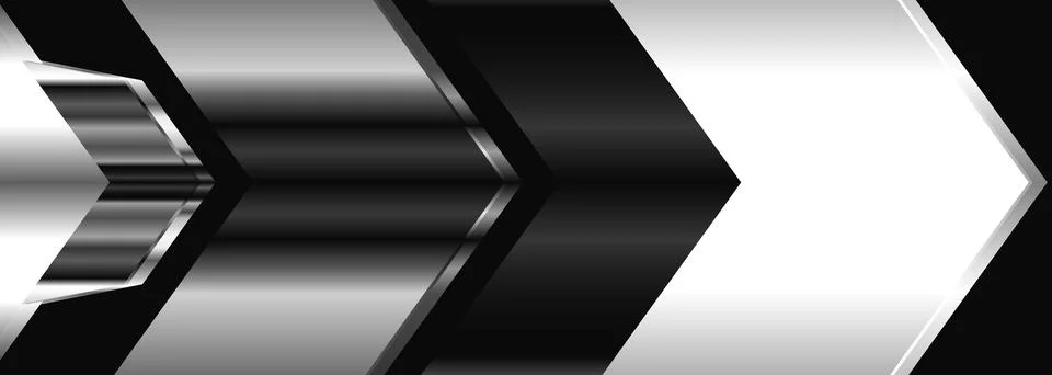 Silver and black metallic gradient arrows. Abstract background Stock Illustration