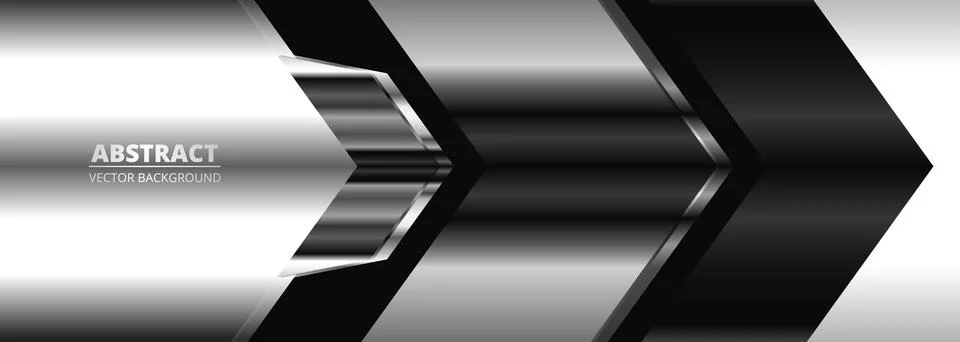 Silver and black metallic gradient arrows. Metal gradation abstract background Illustrazione stock