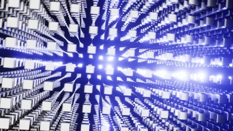 Silver and Blue Abstract Cube Volume Background VJ Loop with Rotation in 4K Video stock 246929797