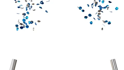 Silver and Blue Confetti Falling Slowly for Celebration - 3D rendering 스톡 동영상 333580238