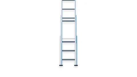 Silver and Blue Telescoping Extension Ladder with Locking Rungs and Smooth .. Stock-Footage 346007097