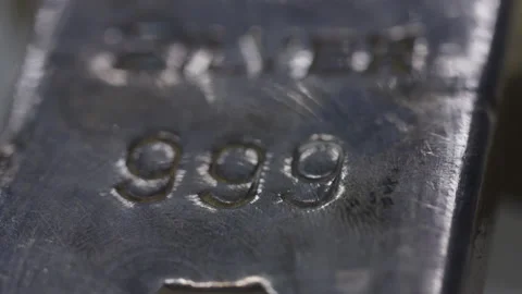 Silver and Gold Bars close up macro - Precious metals at the mint Video stock 141830611