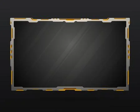 Silver and gold border game gui live stream webcam overlay screen panel frame Stock Illustration