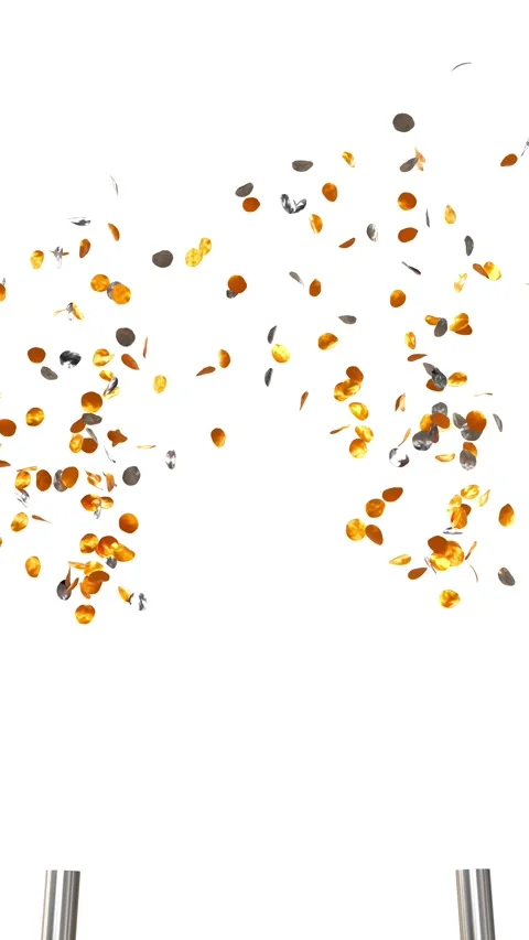 Silver and gold Confetti Falling Slowly for Celebration - vertical video 스톡 동영상 333644260