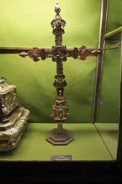 Silver and gold religious objects at The Museum of the Cathedral of Avila cit Stock Photos
