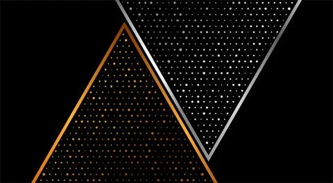 Silver and golden dotted triangles abstract tech background Stock Illustration