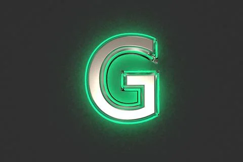Silver and green backlight font - letter G isolated Stock Illustration