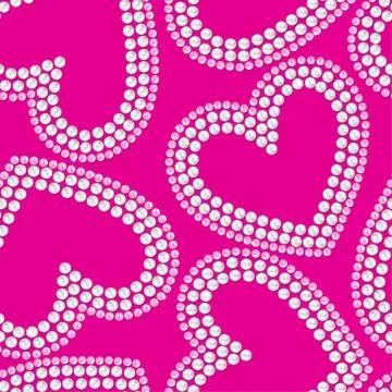 Silver and pink crystal sequins heart seamless pattern Stock Illustration