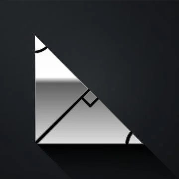 Silver Angle bisector of a triangle icon isolated on black background. Long Stock Illustration