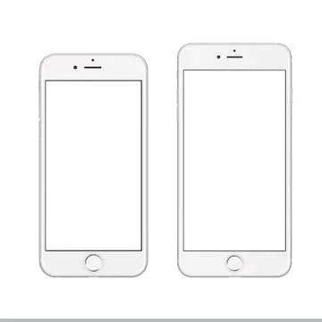 Silver Apple iPhone 6s Plus mockup template Stock Illustration