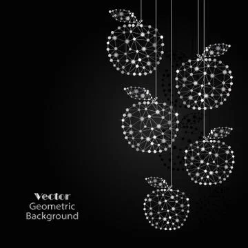 Silver apples made of connected lines and dots. Illustrazione stock