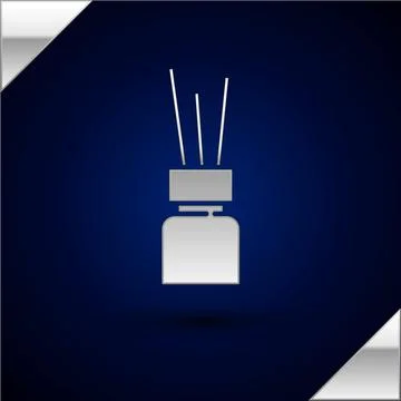 Silver Aroma diffuser icon isolated on dark blue background. Glass jar different Stock Illustration