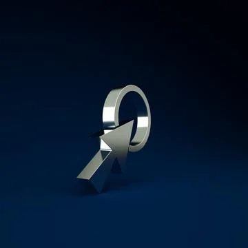 Silver Arrow cursor icon isolated on blue background. Minimalism concept. 3d  Stock Illustration