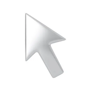 Silver arrow cursor icon or symbol with 3D effect Illustrazione stock