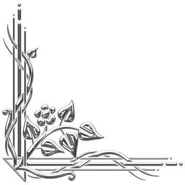 Silver Art Deco bottom corner with a flower Stock Illustration