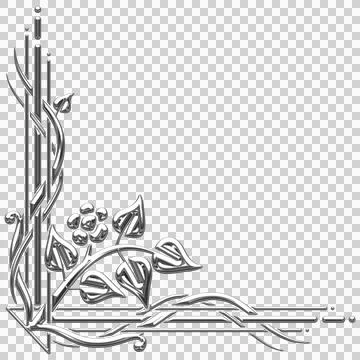 Silver Art Deco bottom corner with a flower Stock Illustration
