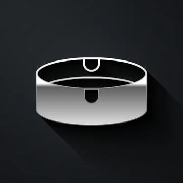 Silver Ashtray icon isolated on black background. Long shadow style. Vector Stock Illustration