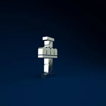 Silver Attraction carousel icon isolated on blue background. Amusement park.  Ilustração Stock