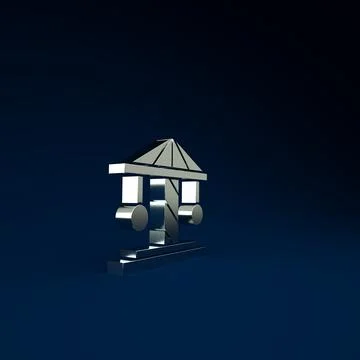 Silver Attraction carousel icon isolated on blue background. Amusement park.  库存插图