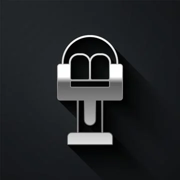 Silver Attraction carousel icon isolated on black background. Amusement park Stock-Illustration