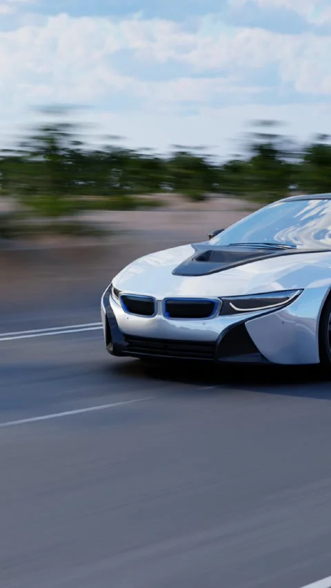 Silver automobile driving fast Video stock 287130892