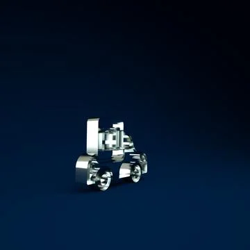 Silver Autonomous artificial Intelligence smart car icon isolated on blue bac Stockillustratie