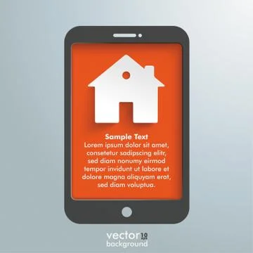 Silver background smartphone house Stock Illustration