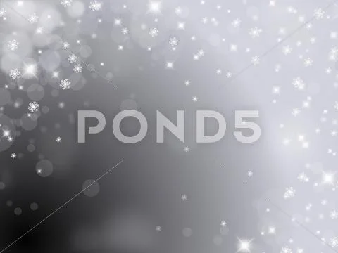 Silver background with snowflakes, bubbles and stars Stock Illustration