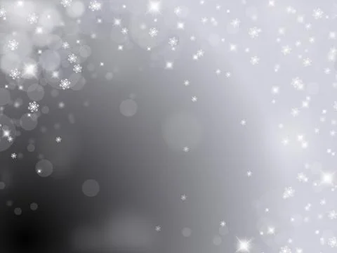 Silver background with snowflakes, bubbles and stars Stock Illustration