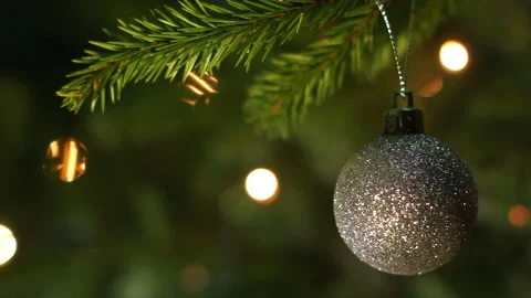 Silver ball on a tree Stock Footage 100678153