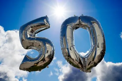 Silver balloons for a 50th Stock Photos