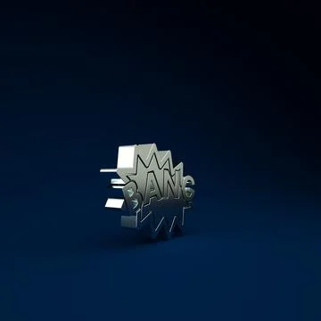 Silver Bang boom, gun Comic text speech bubble balloon icon isolated on blue  Illustrazione stock