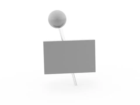 Silver banner pierced with push pin rendered on white background Stock Illustration