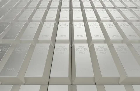 Silver bar ingot isolated white background texture 3d illustration rendering Ilustración de archivo